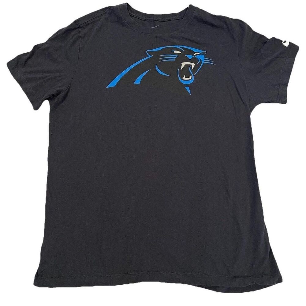 Adult Nike Carolina Panthers NFL Football T-Shirt Black‎ Short Sleeve Large.